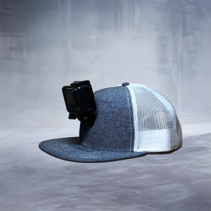 #ActionHatCustom: Denim White Mesh Flat Bill