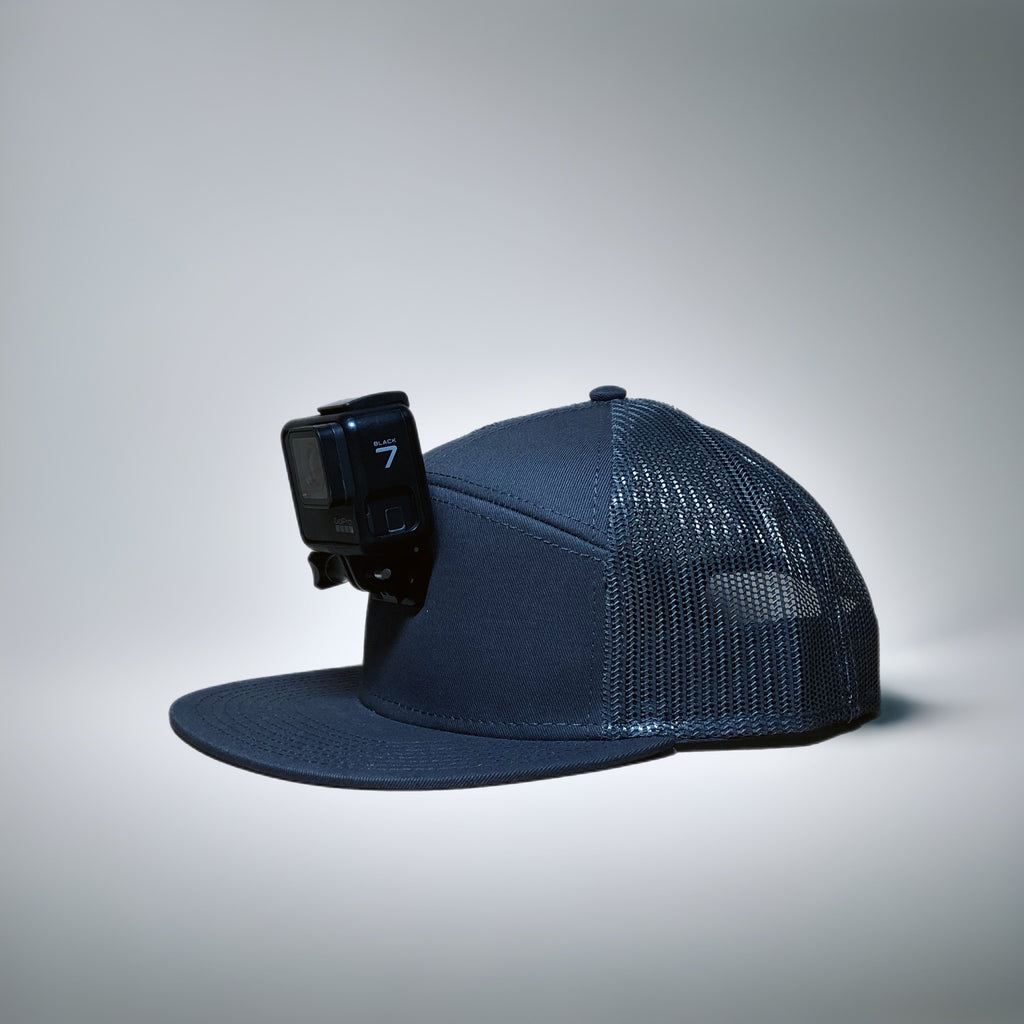 #ActionHatCustom: 7-Panel Charcoal Mesh Flat Bill